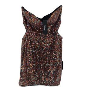 Lulus Mini Dress Sequins Women Medium Strapless Mini Side Cut Out‎ Rainbow New